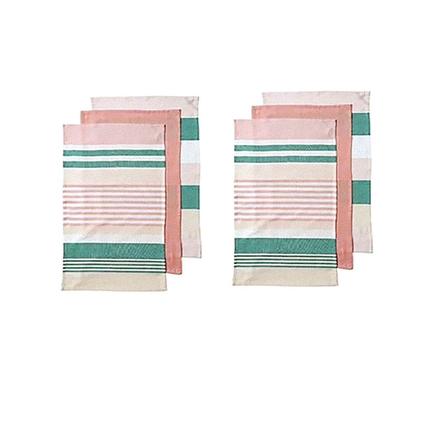 Ladelle Cotton Kitchen Towels Set of 6 - 45 x 70 cm, Stripes Design, AZO Free - SuperSaverAU - view 1