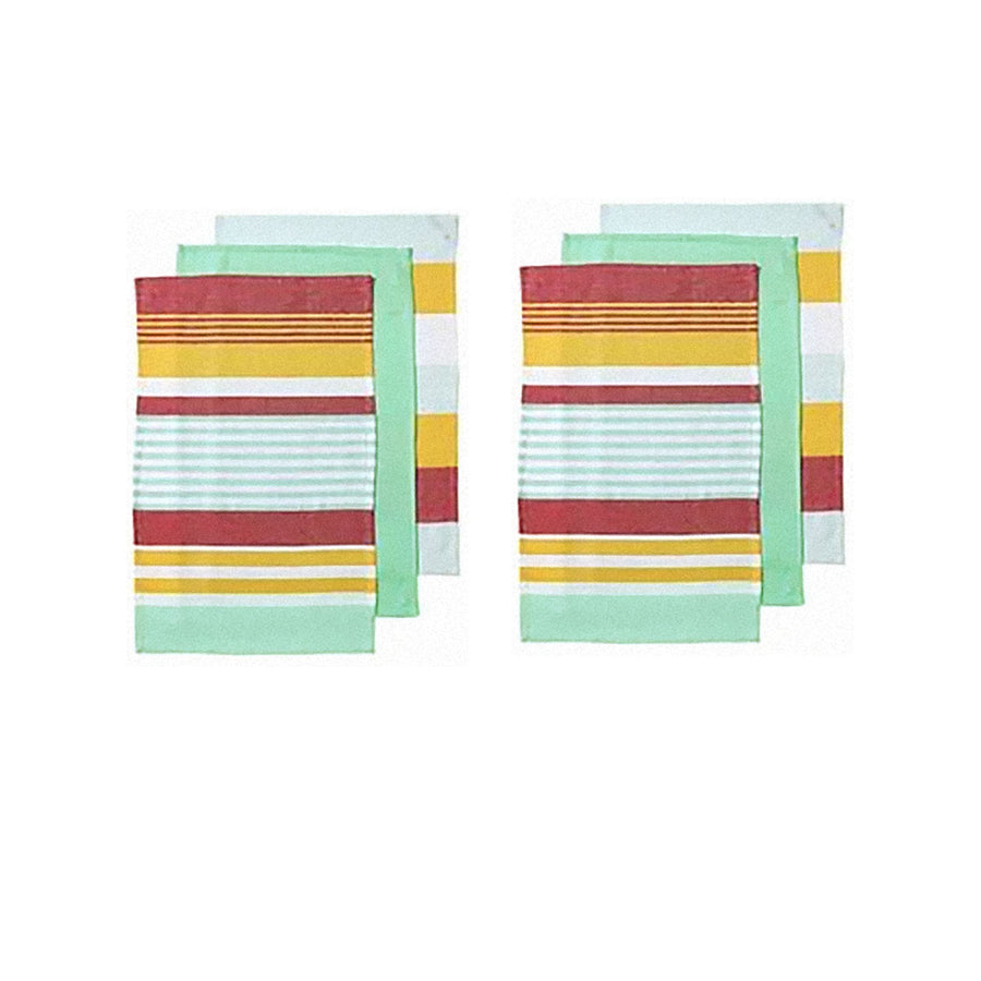 Ladelle Connor Set of 6 Cotton Kitchen Towels 45 x 70 cm - Stripes Design, AZO Free - SuperSaverAU - view 1