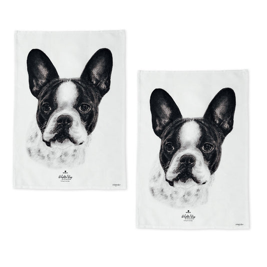 Set of 2 Delightful Dogs Kitchen Tea Towels 50 x 70 cm - 100% Cotton, Dog Print