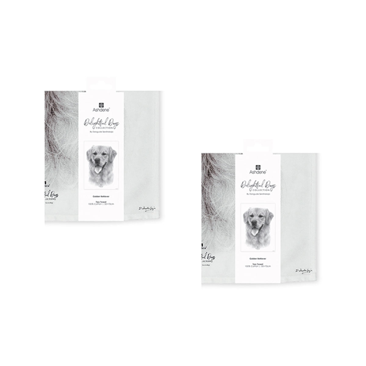 Delightful Dogs Kitchen Tea Towels Set of 2 50 x 70 cm 100% Cotton