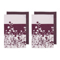 Ladelle Set of 4 Homespun Flower Cotton Kitchen Tea Towels 50 x 70 cm Mulberry - SuperSaverAU - view 1