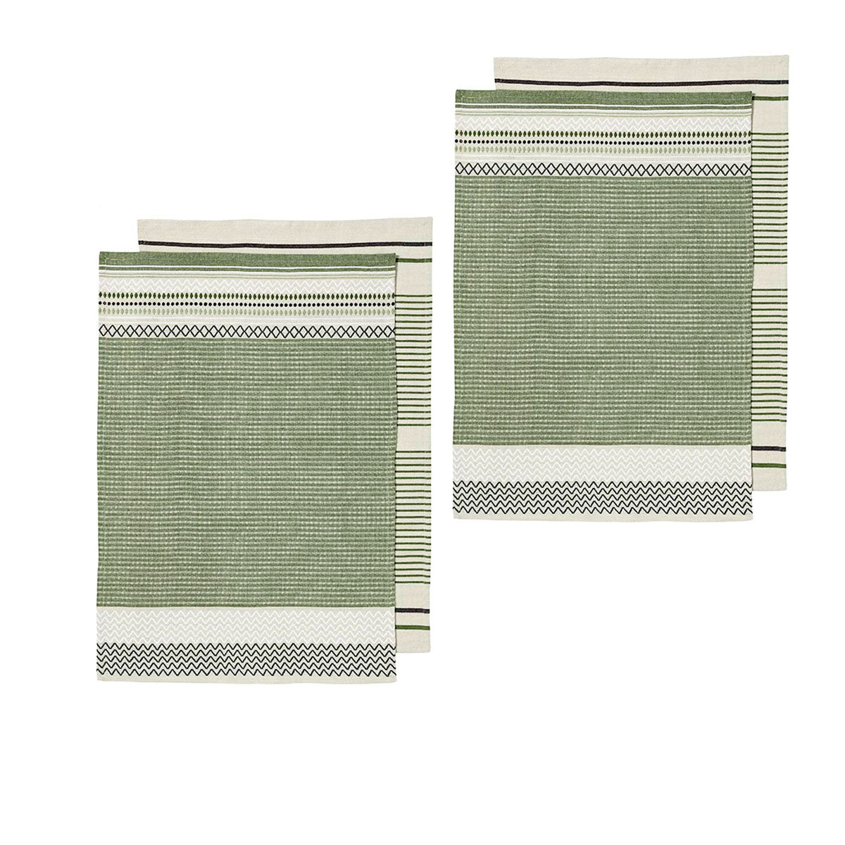 Ladelle Intrinsic Set of 4 Cotton Kitchen Towels 45 x 70 cm - Bold Green - SuperSaverAU - view 1