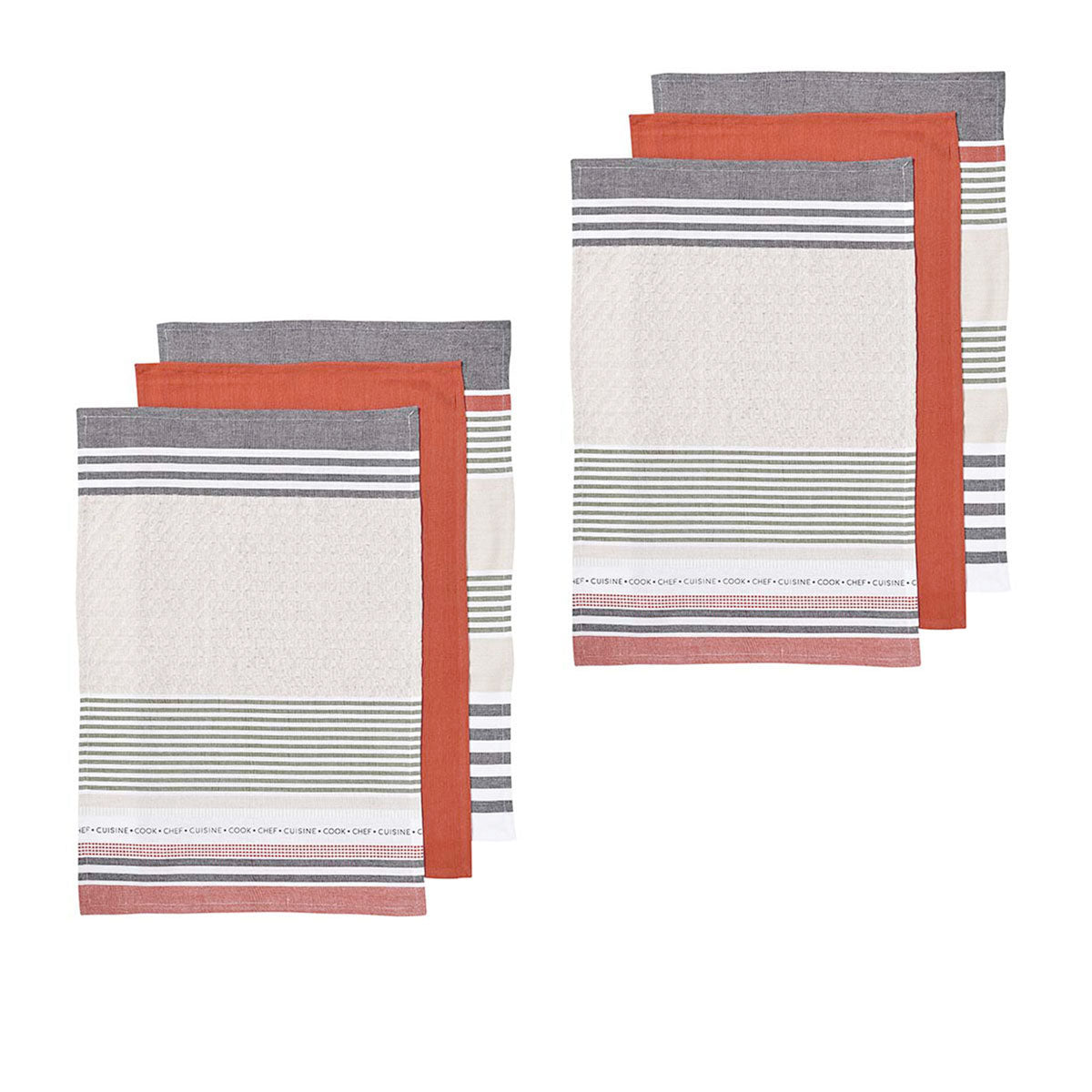 Ladelle Intrinsic Set of 6 Cotton Kitchen Towels 45 x 70 cm - Rust, AZO Free Dyes - SuperSaverAU - view 1