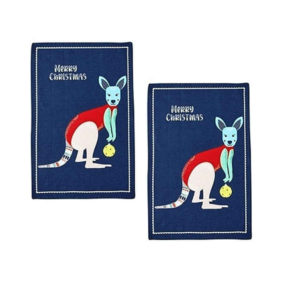 Ladelle Australiana Set of 2 Cotton Kitchen Towels 45 x 70 cm - Christmas Animal Print - SuperSaverAU - view 1