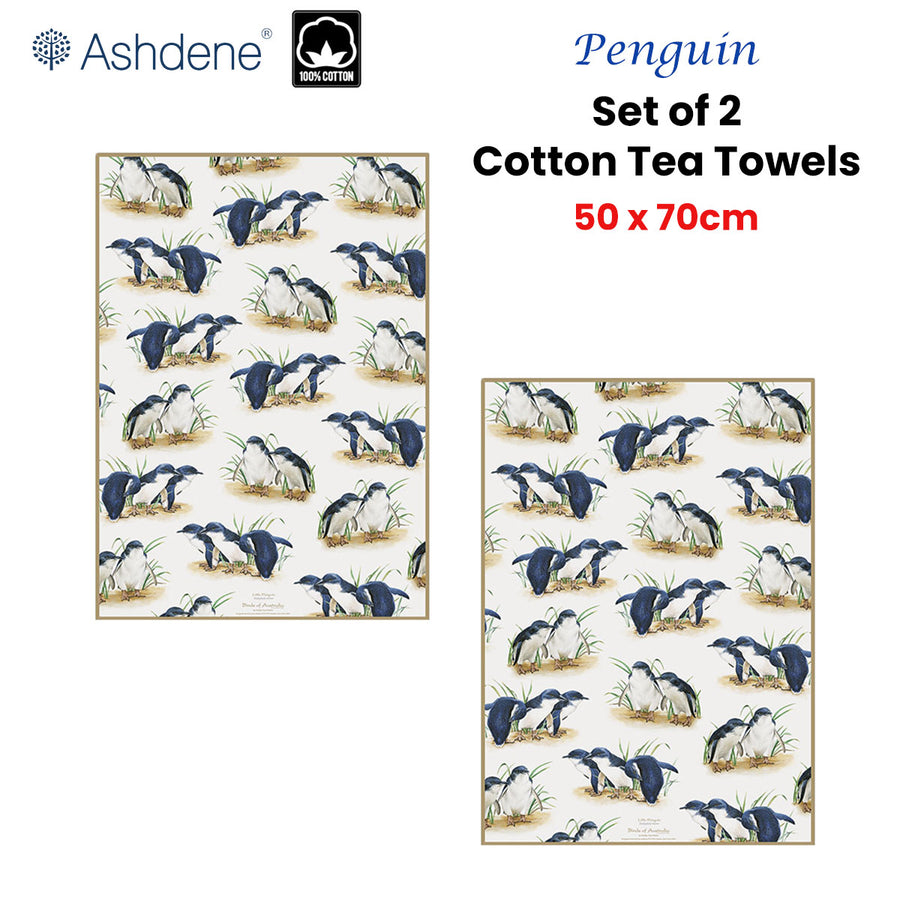 Natalie Jane Parker Set of 2 Birds of Australia Kitchen Tea Towels Penguin 50 x 70 cm - SuperSaverAU - view 1
