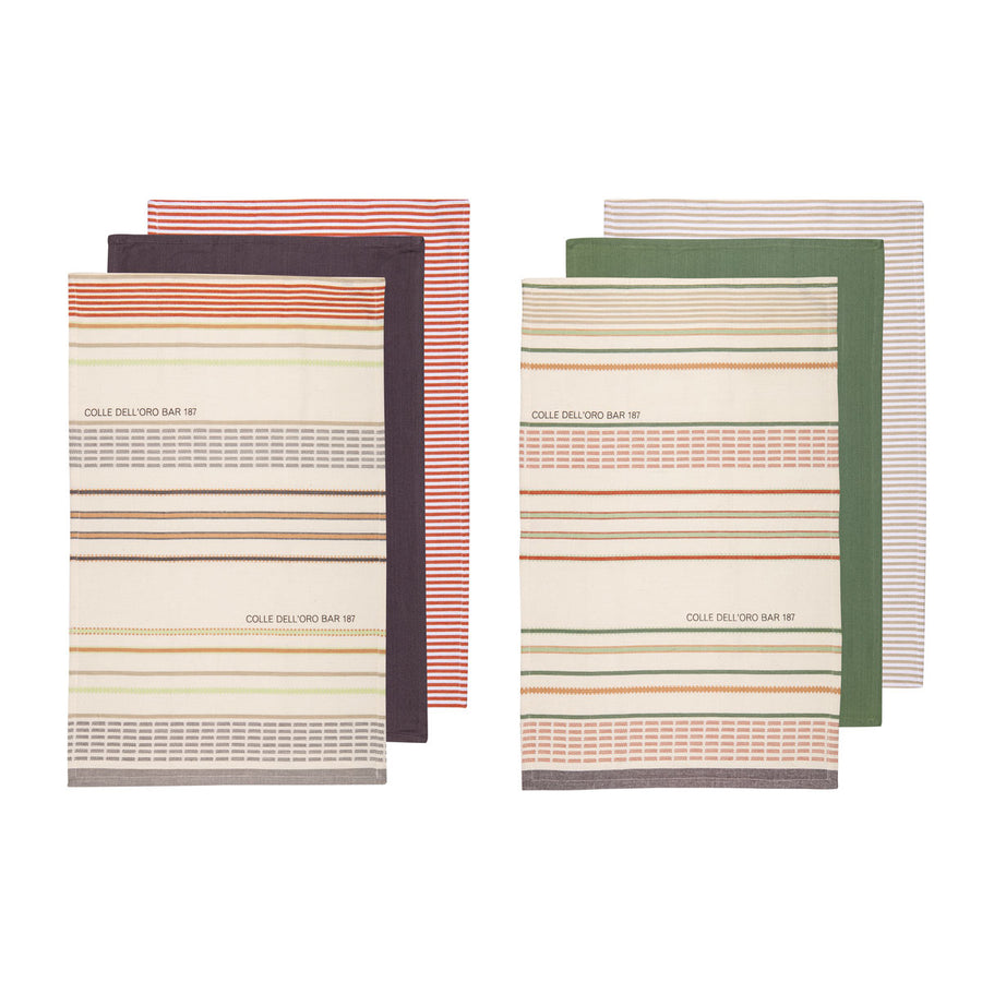 Ladelle Sanctuary Cotton Kitchen Tea Towels Set of 6, 50 x 70 cm, Stripes Design - SuperSaverAU - view 1