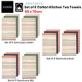 Ladelle Sanctuary Cotton Kitchen Tea Towels Set of 6, 50 x 70 cm, Stripes Design - SuperSaverAU - view 2
