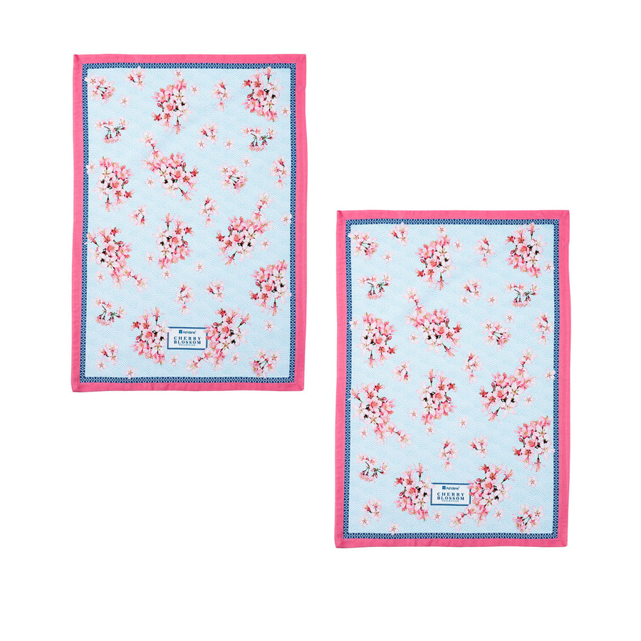 Ashdene Cherry Blossom Cotton Kitchen Tea Towels Set of 2 - 50 x 70 cm - SuperSaverAU - view 1