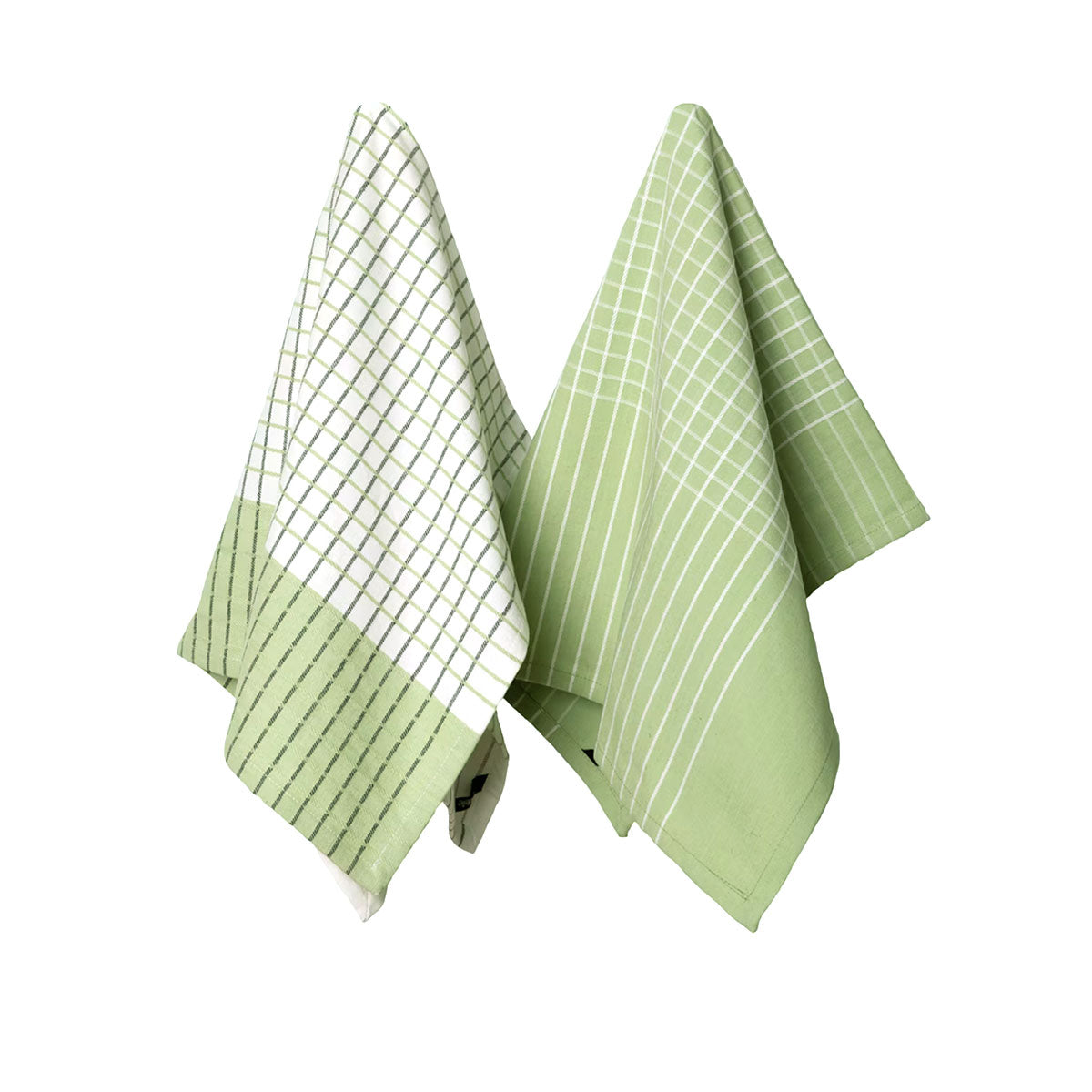Ladelle Kyrie Cotton Set of 2 Jumbo Kitchen Towels 60 x 80 cm Green - SuperSaverAU - view 1