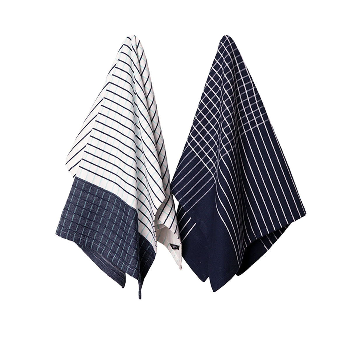 Ladelle Kyrie Cotton Set of 2 Jumbo Kitchen Towels 60 x 80 cm - Navy - SuperSaverAU - view 1