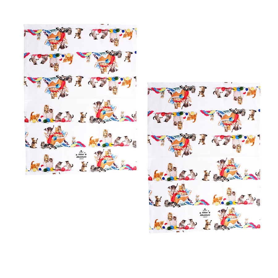 Ashdene Set of 2 Kitten Adventures Cotton Kitchen Tea Towels 50 x 70 cm - SuperSaverAU - view 1