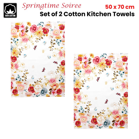 Ashdene Springtime Soiree Set of 2 Cotton Kitchen Tea Towels 50 x 70 cm - SuperSaverAU - view 1