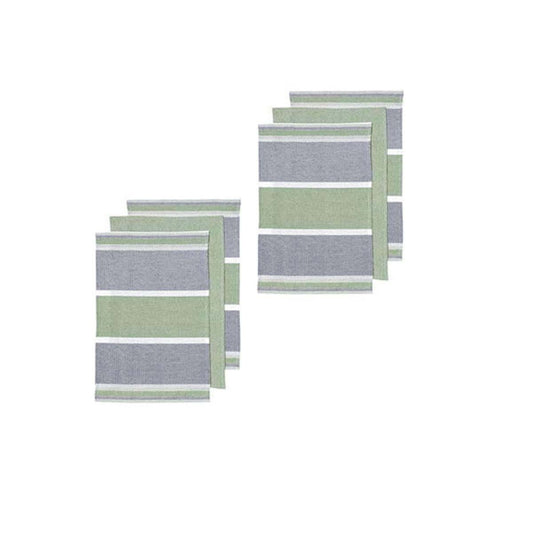 Ladelle Revive Block Set of 6 Cotton Kitchen Towels 45 x 70 cm - Sage