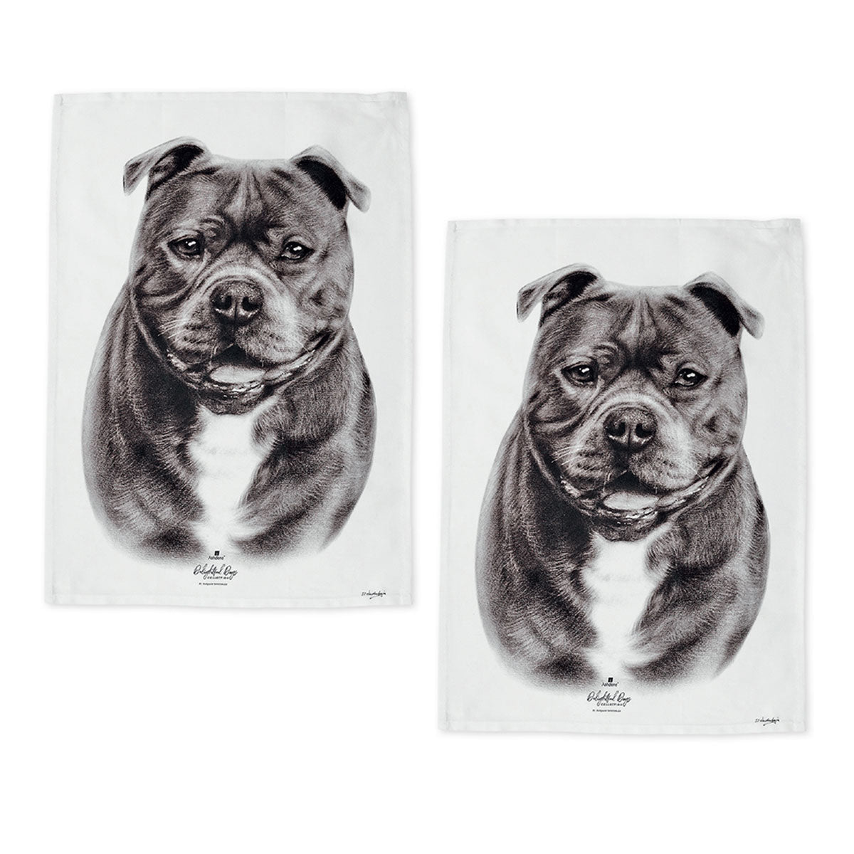 Delightful Dogs Kitchen Tea Towels Set of 2, 50 x 70 cm, 100% Cotton