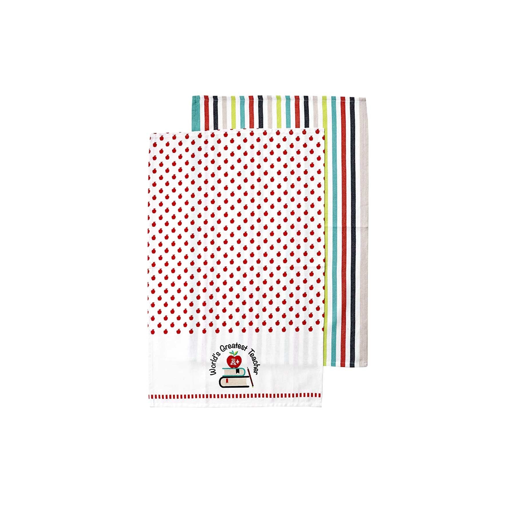 Ladelle Set of 2 World's Greatest Teacher 100% Cotton Tea Towels 45 x 70 cm - SuperSaverAU - view 1