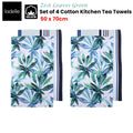 Ladelle Set of 4 Zest Leaves Green Cotton Kitchen Tea Towels 50 x 70 cm - SuperSaverAU - view 2