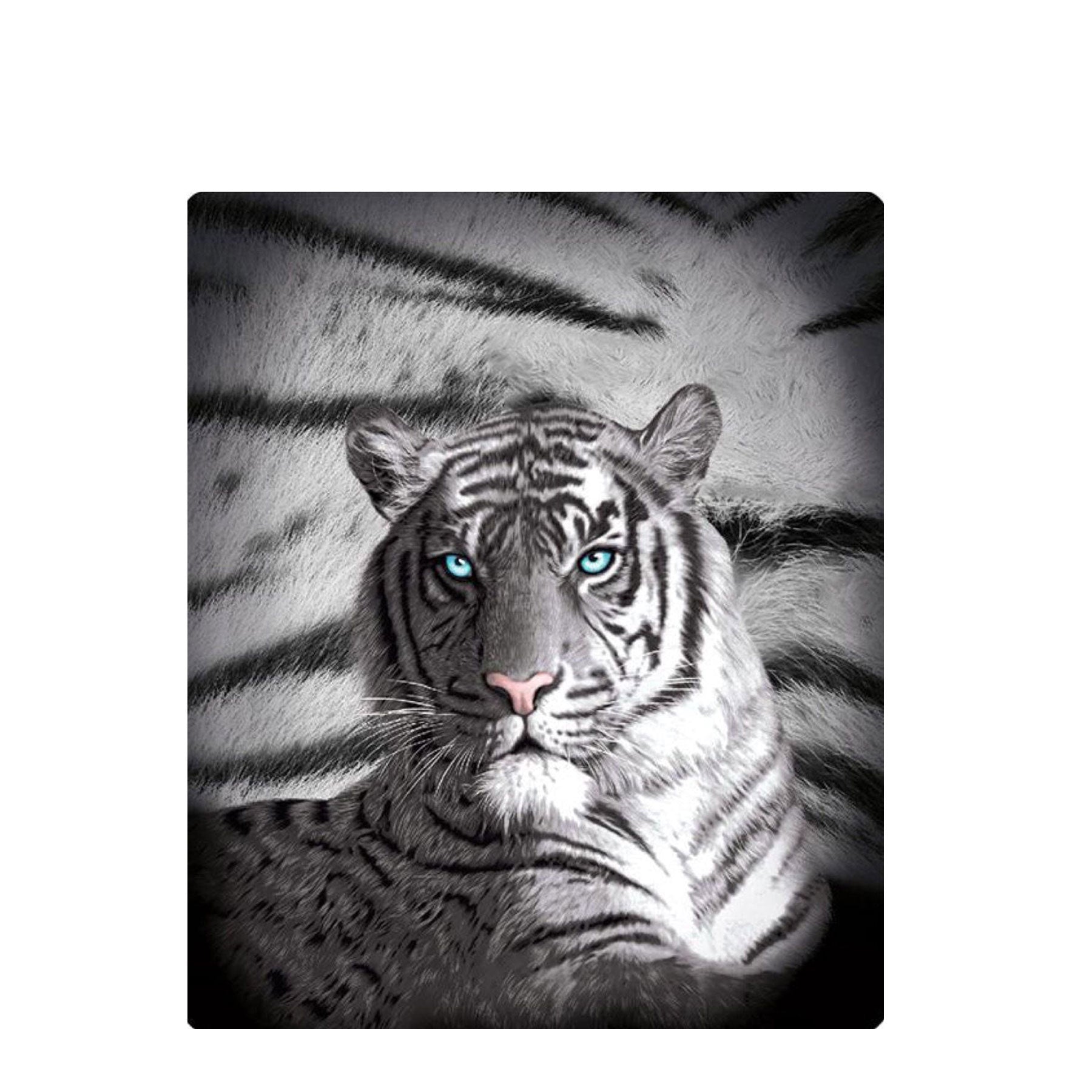 Just Home Blue Eyes Stripes Tiger Print Polar Fleece Throw Rug 127 x 152 cm - SuperSaverAU - view 1