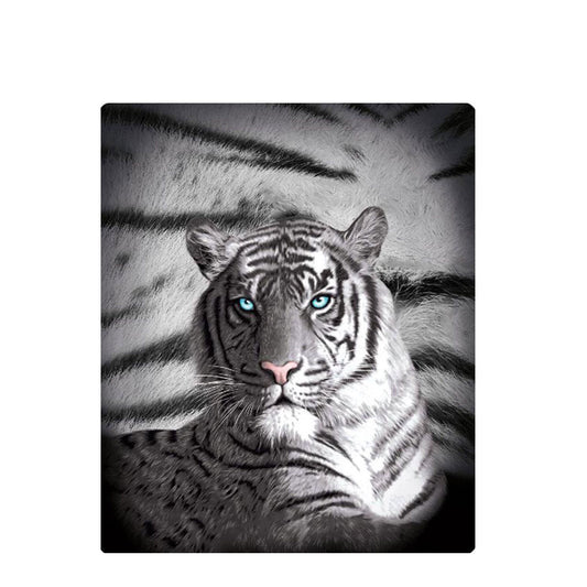 Just Home Blue Eyes Stripes Tiger Print Polar Fleece Throw Rug 127 x 152 cm
