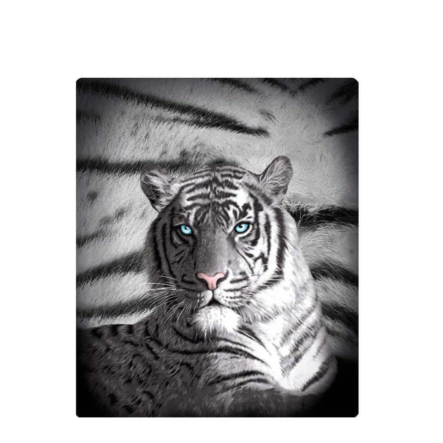 Just Home Blue Eyes Stripes Tiger Print Polar Fleece Throw Rug 127 x 152 cm - SuperSaverAU - view 1