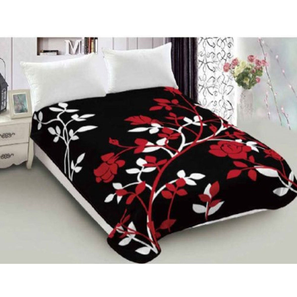 Lylac Homewares 800GSM Luxury Reversible Mink Blanket Floral 200 x 240 cm - SuperSaverAU - view 1