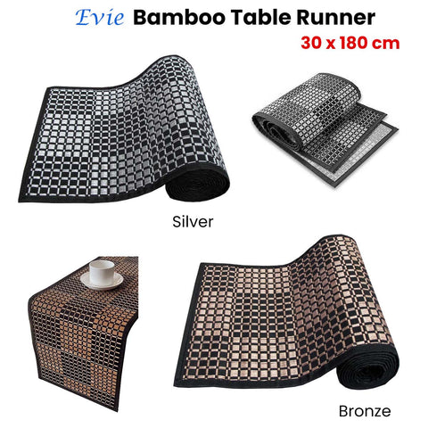 Evie Bamboo Table Runner 30 x 180cm Silver - SuperSaverAU - view 1