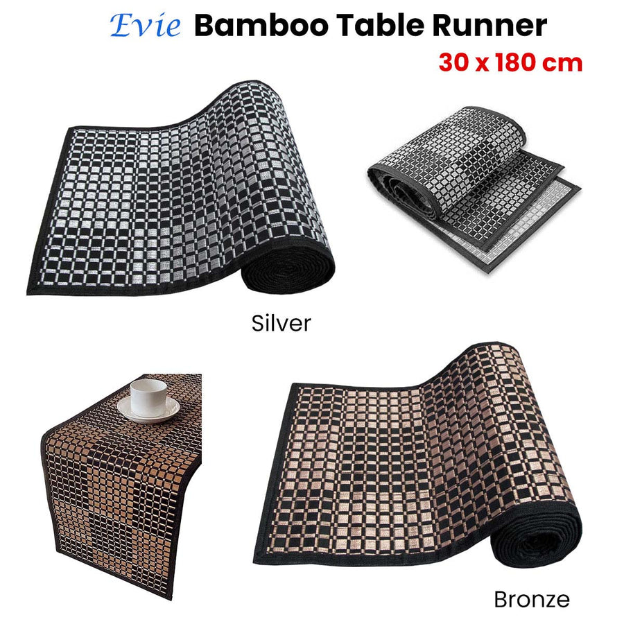 Evie Bamboo Table Runner 30 x 180cm Silver - SuperSaverAU - view 1