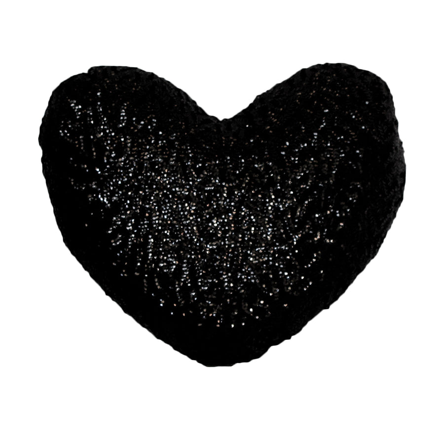 Georges Fine Linens Sequined Heart Shape Cushion Black 30 x 35 cm - SuperSaverAU - view 1