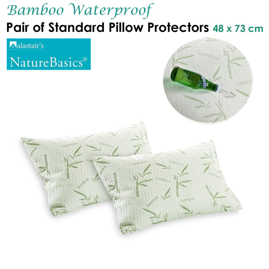 Alastairs Bamboo Waterproof Pillow Protectors 48 x 73cm - Hypoallergenic, Antimicrobial - SuperSaverAU - view 1