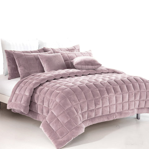 Alastairs Augusta Faux Mink Quilt / Comforter Set Blush King - Quilted Design - SuperSaverAU - view 1