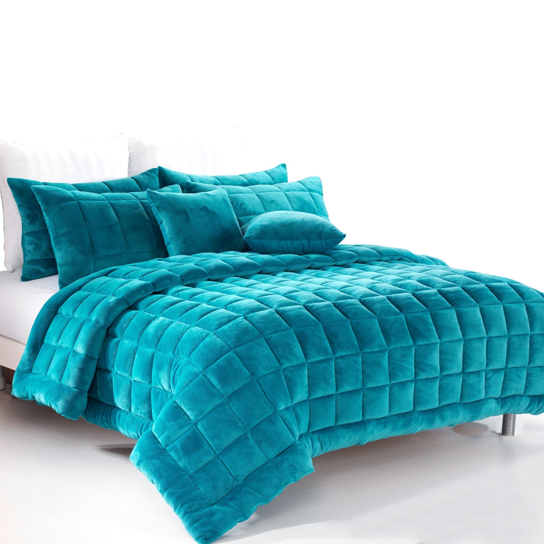 Alastairs Augusta Faux Mink Quilt Set Emerald Green King - Quilted Design - SuperSaverAU - view 1