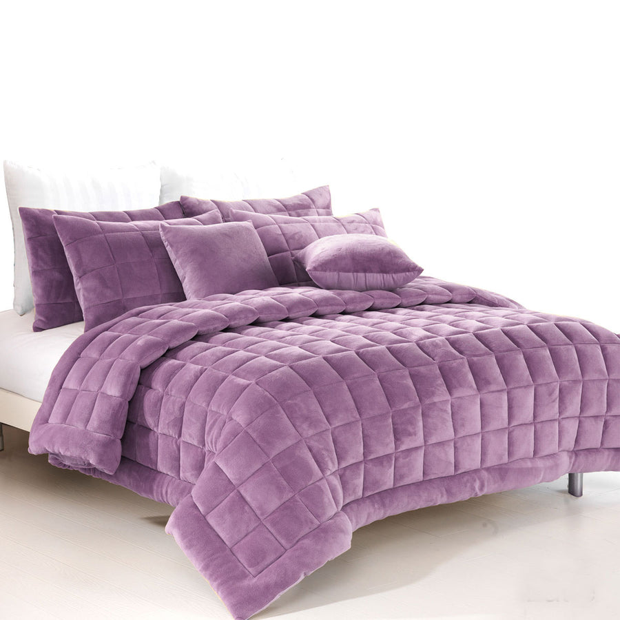 Alastairs Augusta Lilac Faux Mink Quilt / Comforter Set Super King - SuperSaverAU - view 1