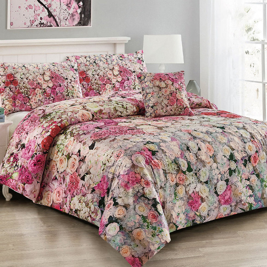 Georges Fine Linens Evaline Quilt Cover Set King - Floral Design, Velvet Polyester - SuperSaverAU - view 1