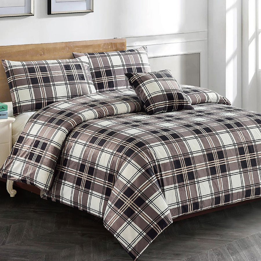 Georges Fine Linens Jaimee Quilt Cover Set Super King Tartan Design 270x240 cm - SuperSaverAU - view 1