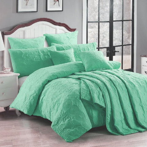 Georges Fine Linens Marguerite Velour Quilt Cover Set - Wave Green, Super King
