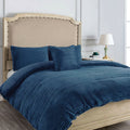Alastairs Ruby Ribbed Flannel Fleece Quilt Cover Set - Navy, Double