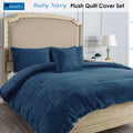Alastairs Ruby Ribbed Flannel Fleece Quilt Cover Set - Navy, Double