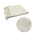 Checkerboard 100% Cotton Texture Fringe Throw Rug 125 x 150 cm Off White - SuperSaverAU - view 1