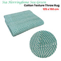 Sia Herringbone Sea Green 100% Cotton Texture Throw Rug 125 x 150 cm - SuperSaverAU - view 2