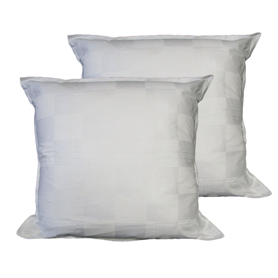 Orient Sense Pair of Dominic White European Pillowcases 65cm x 65cm - Gingham Jacquard Design - SuperSaverAU - view 1