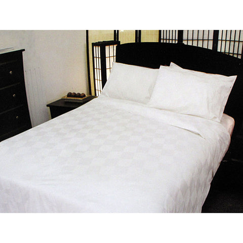 Chameleon Bedwear Dominic White Quilt Cover Set - Queen, Gingham Jacquard, Pure Cotton - SuperSaverAU - view 1