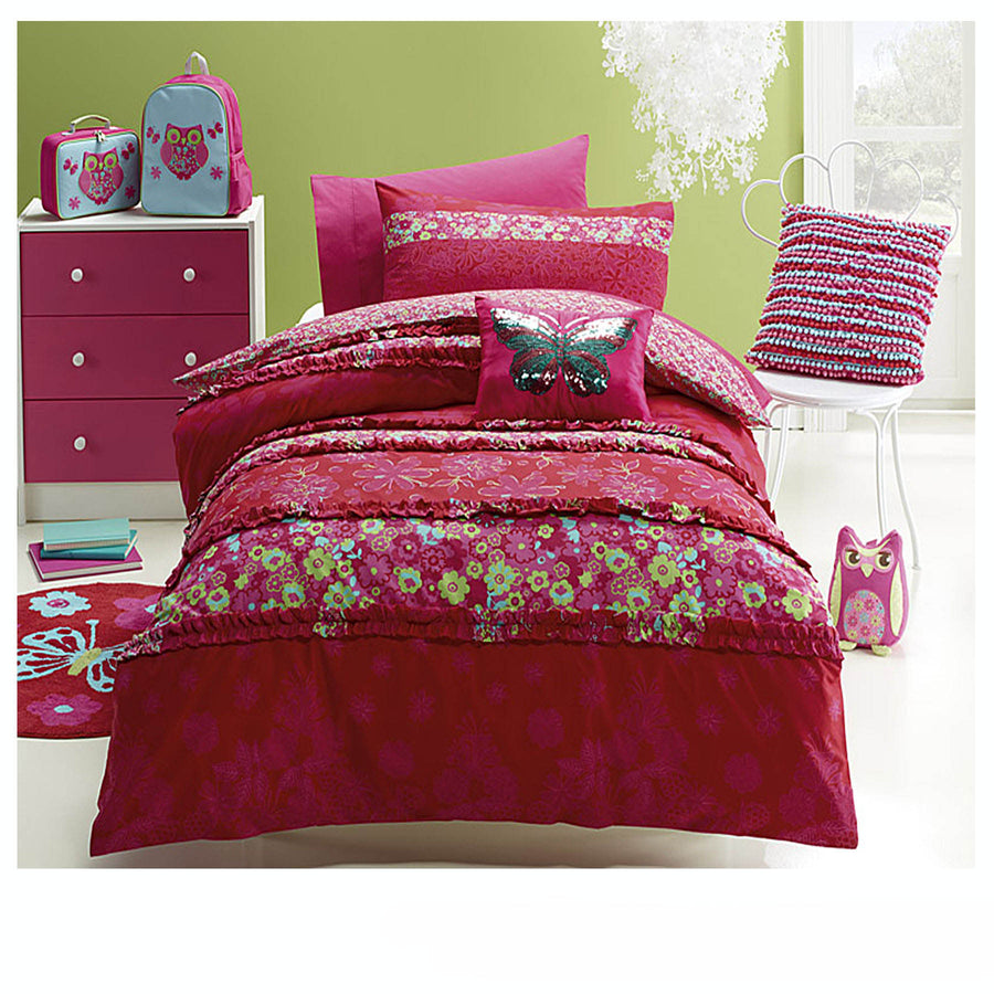 Jiggle Giggle Katrina Quilt Cover Set 210x210 cm Floral Design for Girls - SuperSaverAU - view 1