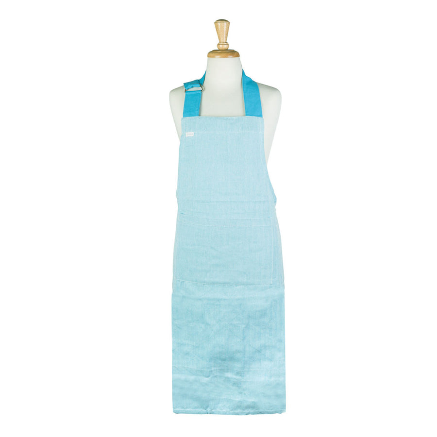 Rans Herringbone Blue Cotton Apron 70 x 90 cm - Chic V-Shape Design - SuperSaverAU - view 1