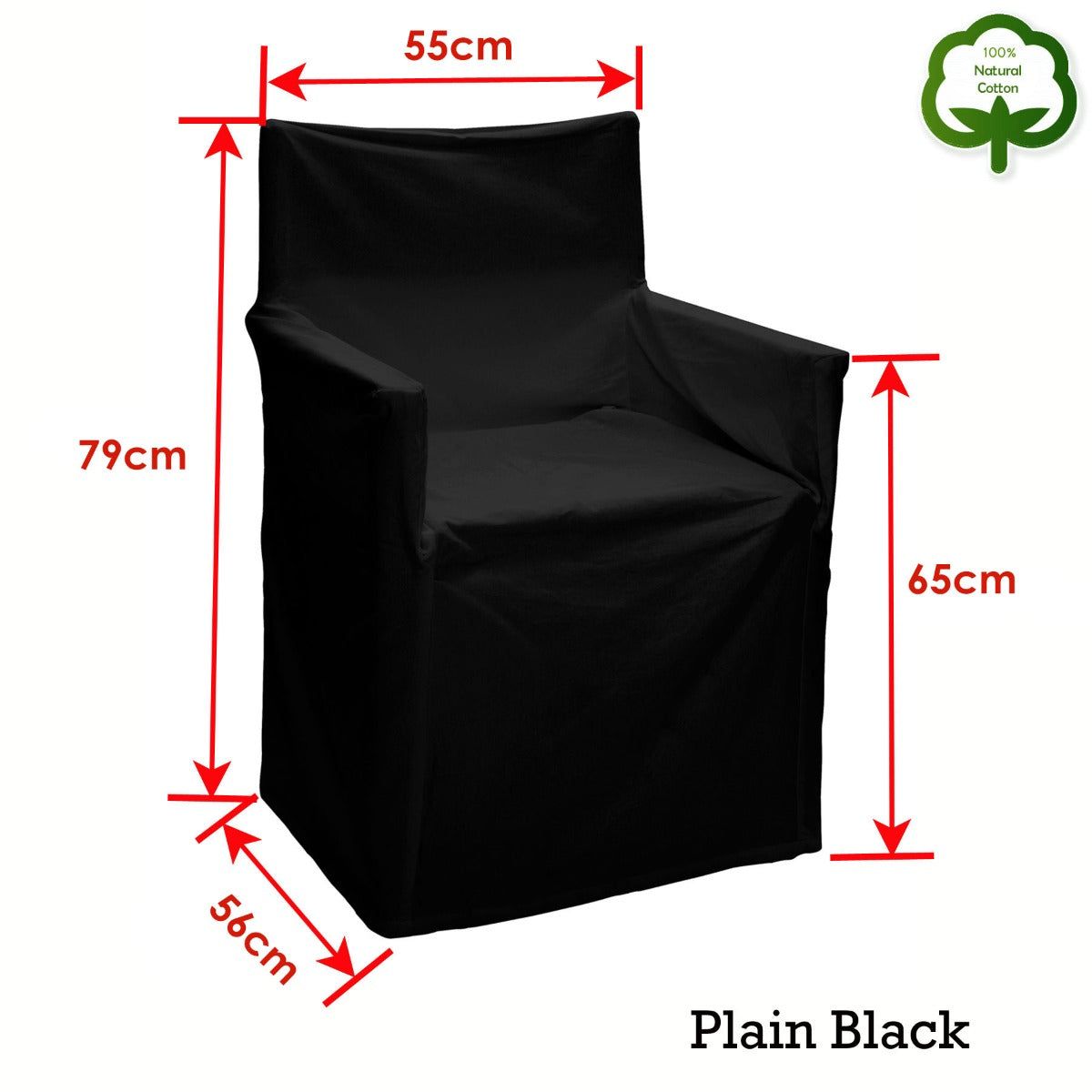 Rans Alfresco Cotton Director Chair Cover - Plain Black