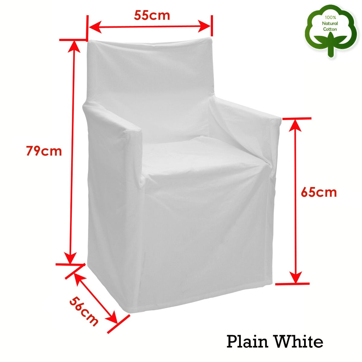 Rans Alfresco Cotton Director Chair Cover - Plain White - SuperSaverAU - view 2