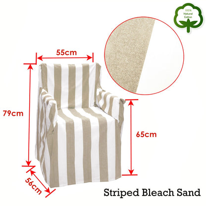 Rans Alfresco Cotton Director Chair Cover - Striped Bleach Sand