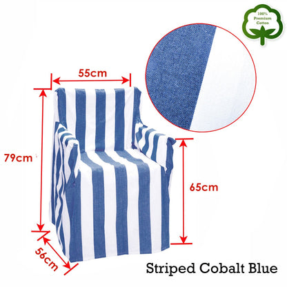 Rans Alfresco Cotton Director Chair Cover - Striped Cobalt Blue