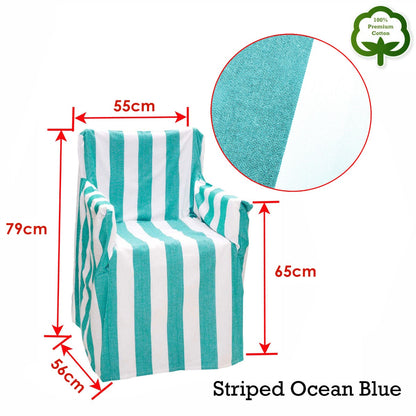 Rans Alfresco Cotton Director Chair Cover - Striped Ocean Blue