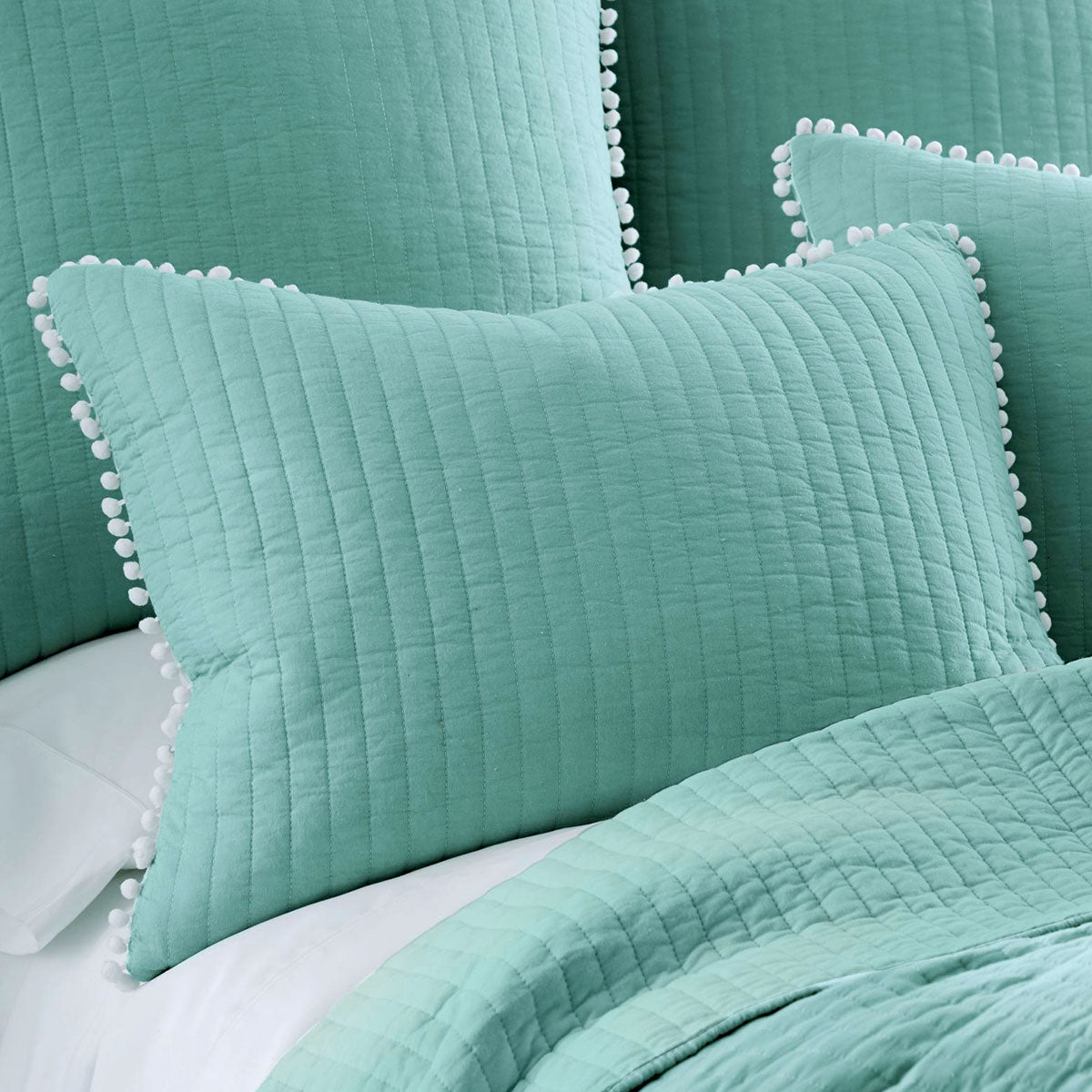 Jenny Mclean Clavo Pompom Blue 3 Piece 100% Cotton Coverlet Set King - SuperSaverAU - view 1