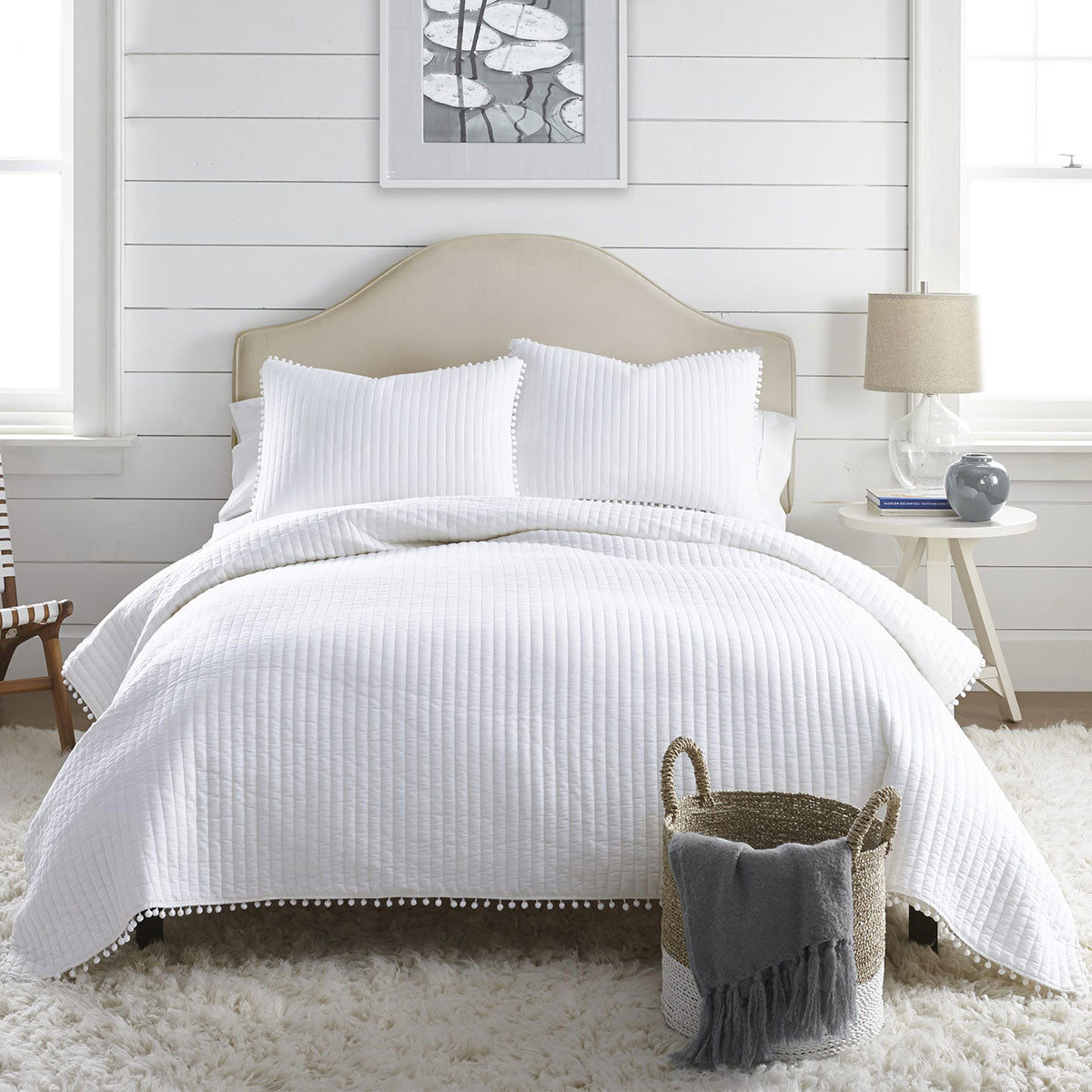 Jenny Mclean Clavo Pompom White 3 Piece 100% Cotton Coverlet Set Queen - SuperSaverAU - view 1