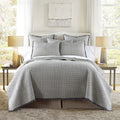 Jenny Mclean Lexington 3 Piece 100% Cotton Coverlet Set Queen - Herringbone Print, Soft Black on White - SuperSaverAU - view 1